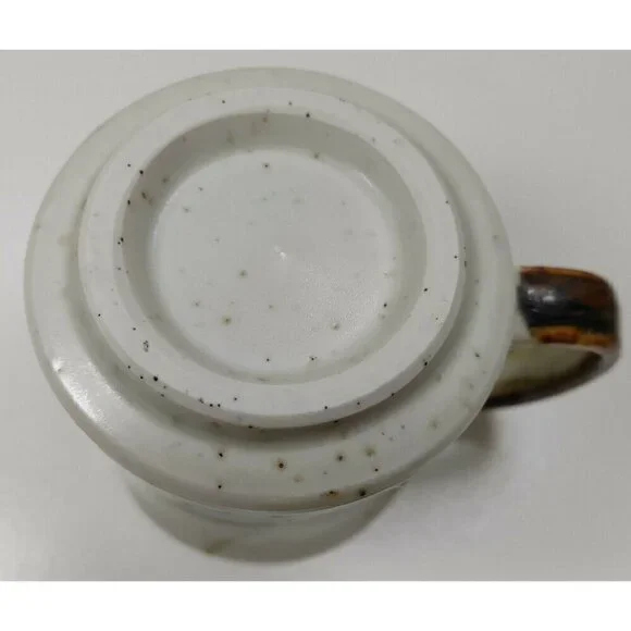 Hand Painted Leaf Round Shaped Speckled White Ceramic Coffee Mug Handle Creamer - Picture 9 of 9